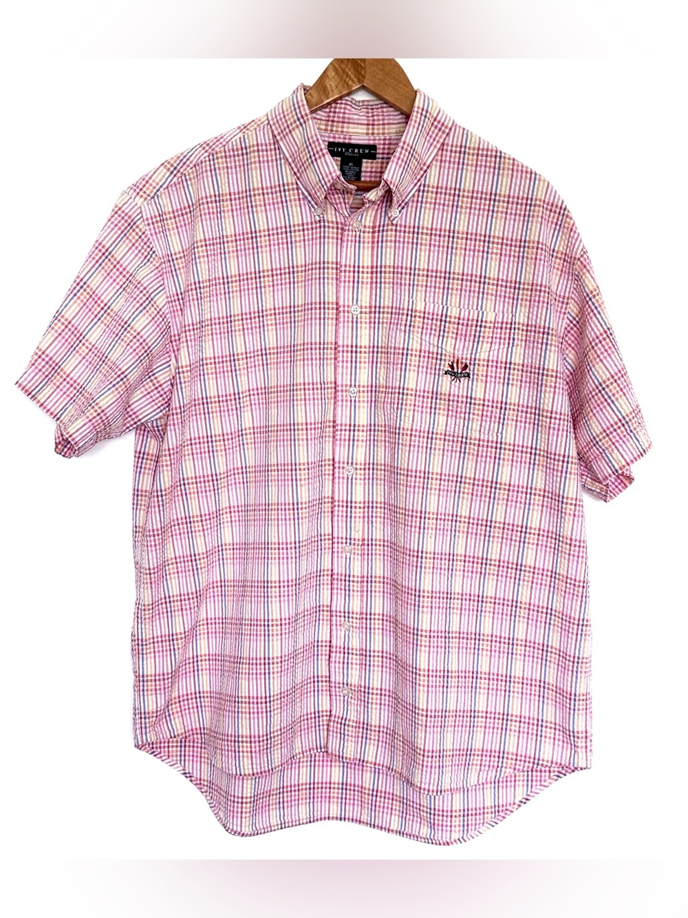 Ivy Crew Shirt Men’s XL Plaid Cotton Button Up Short Sleeve Pocket Collared Top